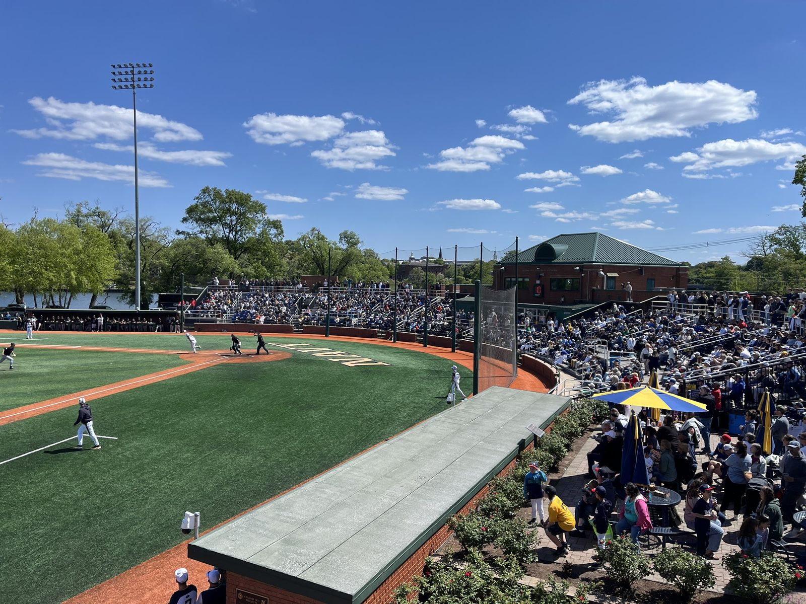 Terwilliger Brothers Field packed for Army weekend — full grandstand down both lines with a game in progress